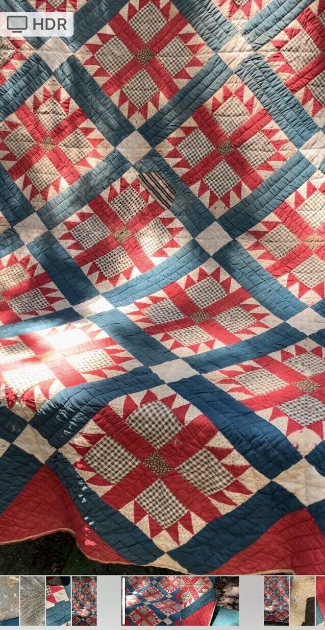 1800s Civil War Bear Paw Quilt Antique