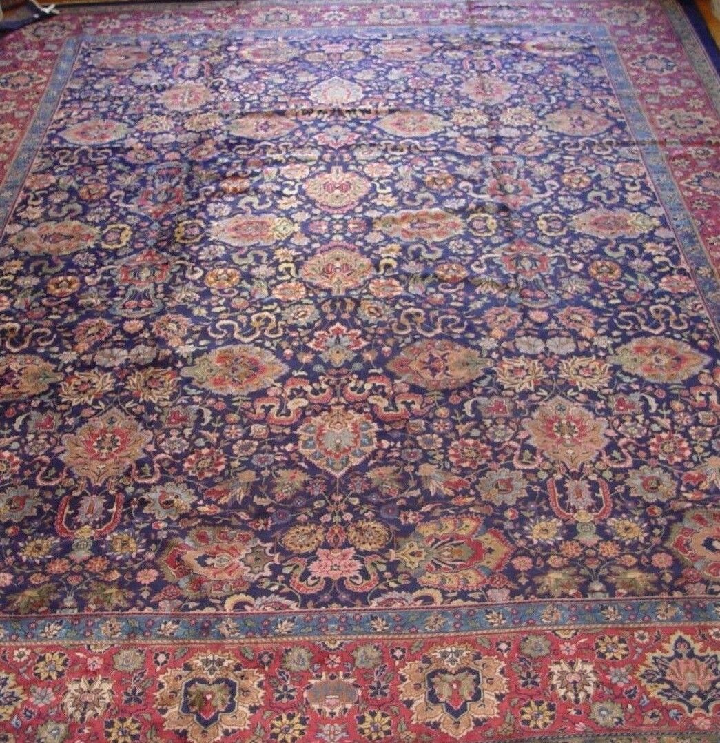 Antique Turkish Hand-Knotted Wool Rug, 13.5"x17.5