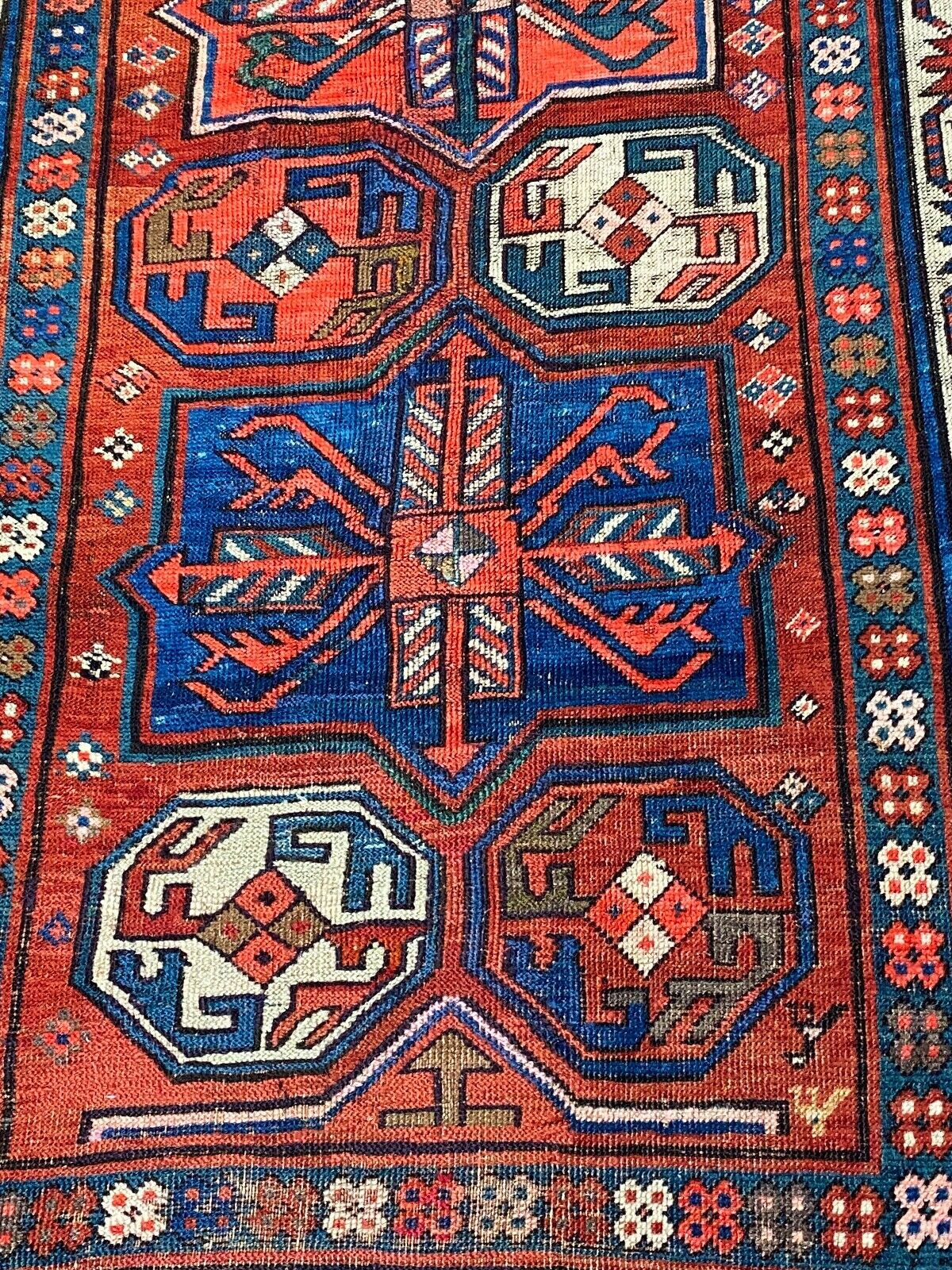 19th Century Hand-Knotted Caucasian Kazak Rug