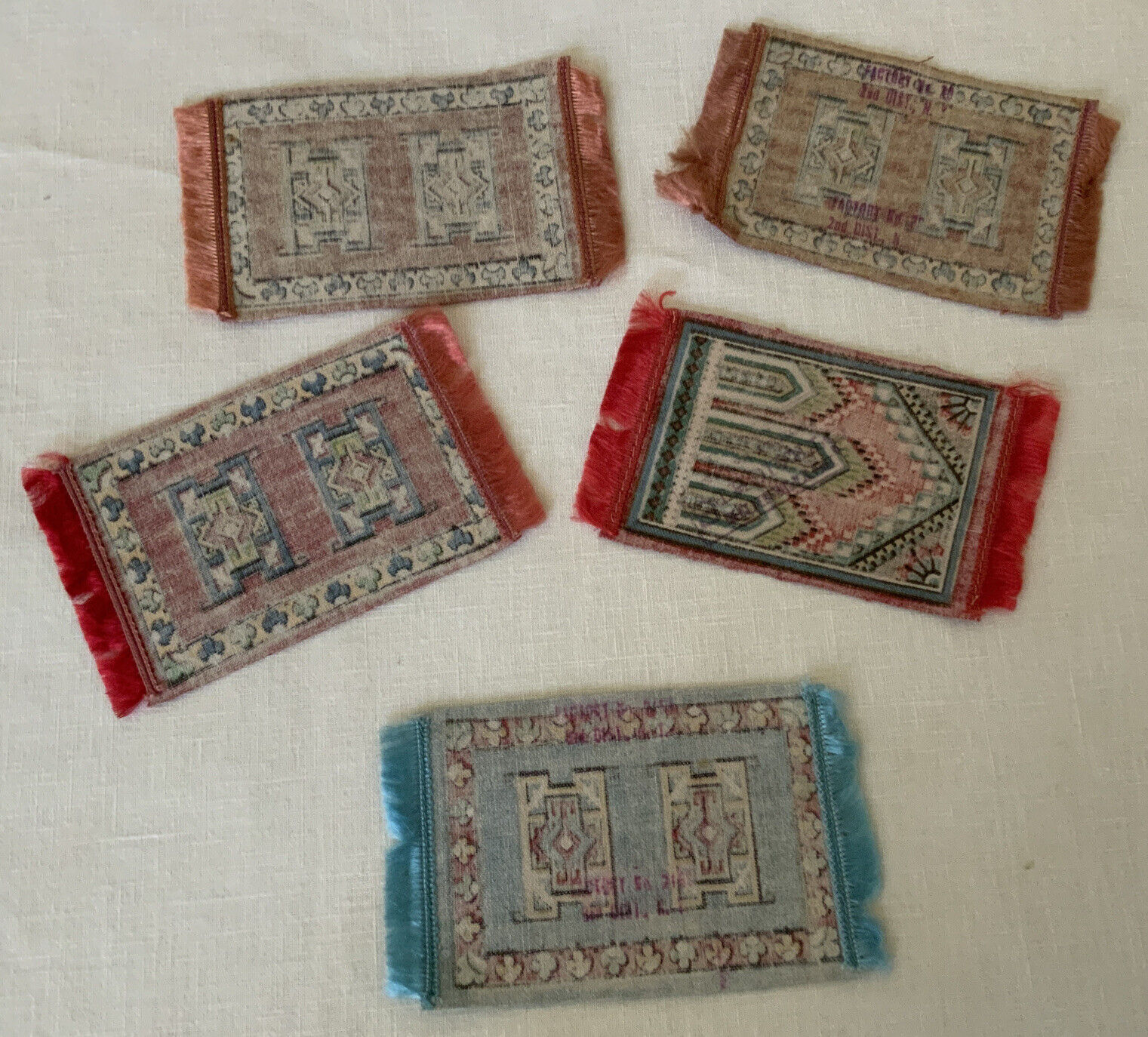 Vintage Early 1900s Felt Dollhouse Rugs Lot of 5
