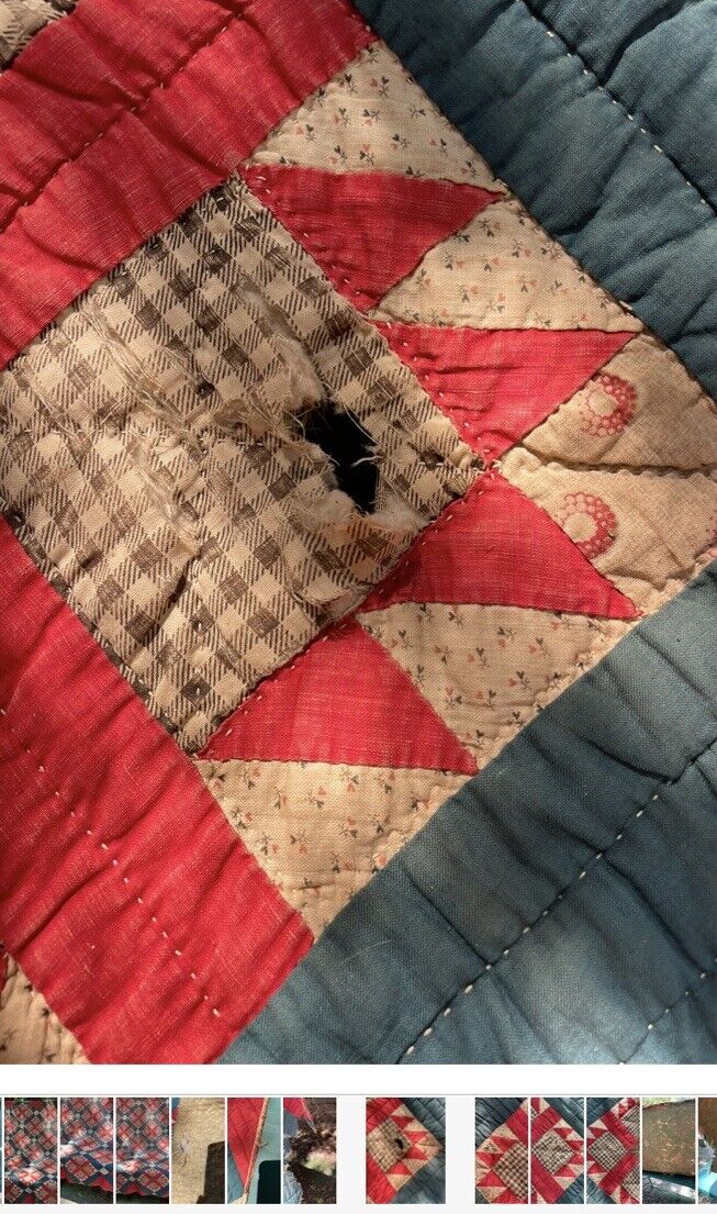 1800s Civil War Bear Paw Quilt Antique