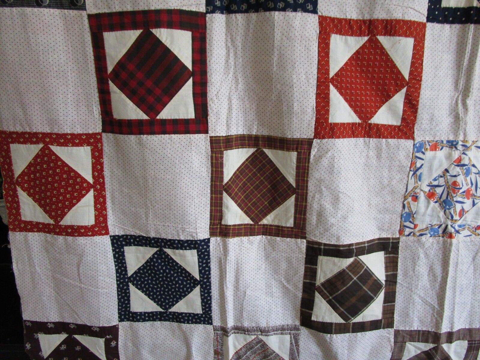 Hand-Pieced Vintage Quilt Top, 60x78 Inches