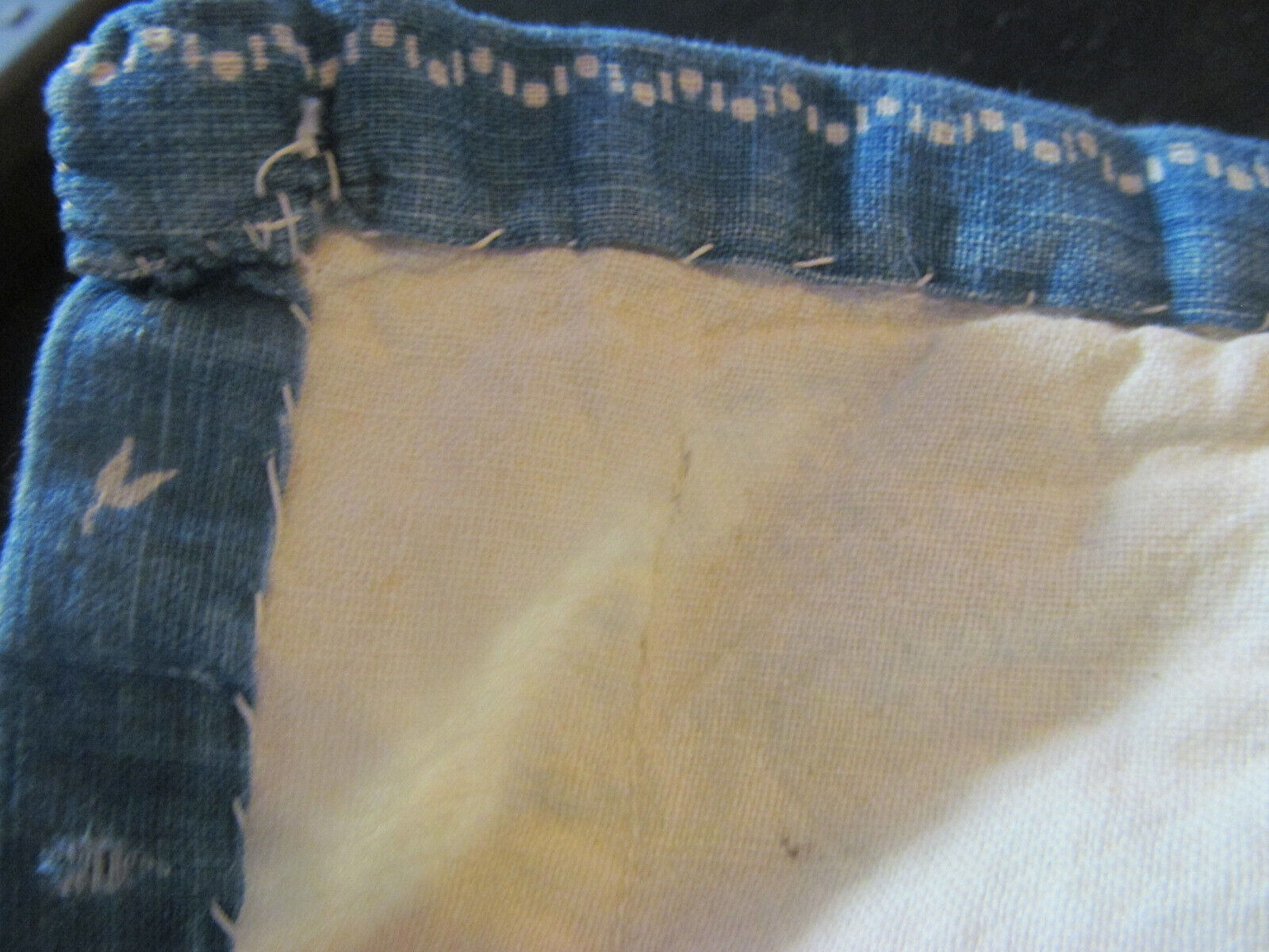 Late 1800s Indigo Blue & White Quilt 78x64