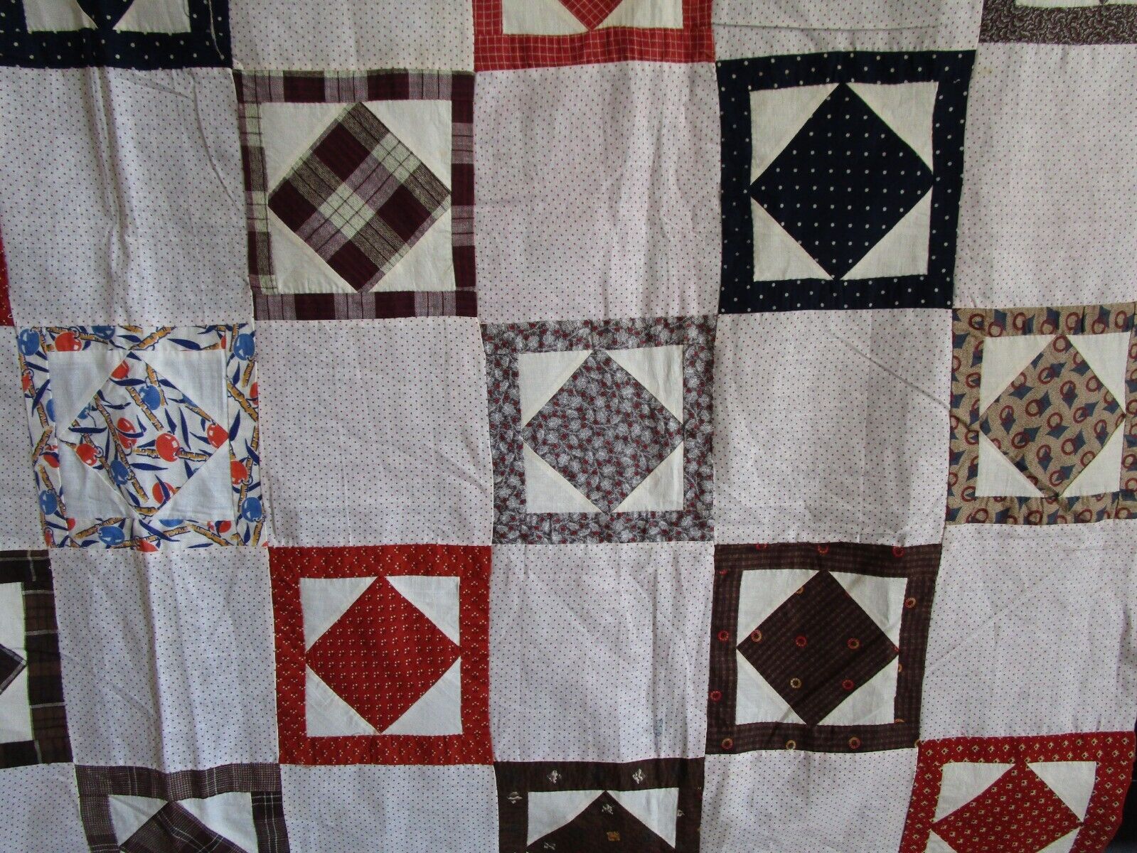 Hand-Pieced Vintage Quilt Top, 60x78 Inches