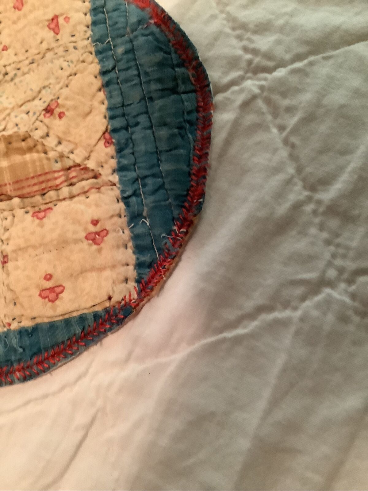 1800s Antique Quilt Piece Primitive Candle Mat