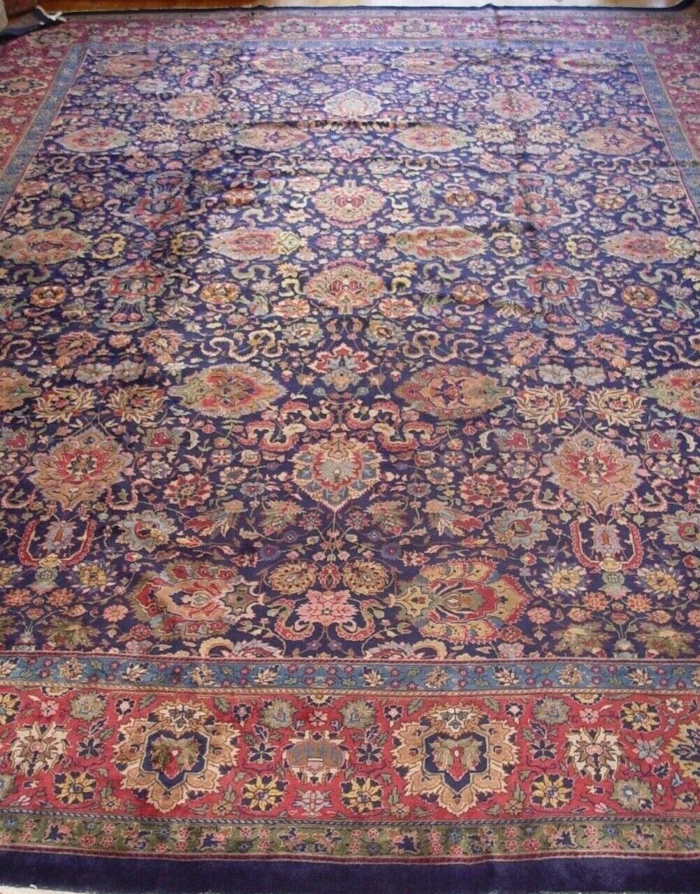 Antique Turkish Hand-Knotted Wool Rug, 13.5"x17.5