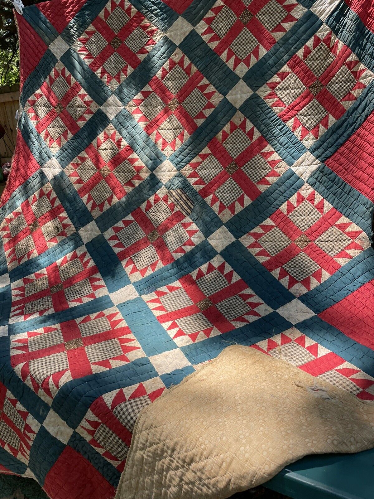 1800s Civil War Bear Paw Quilt Antique