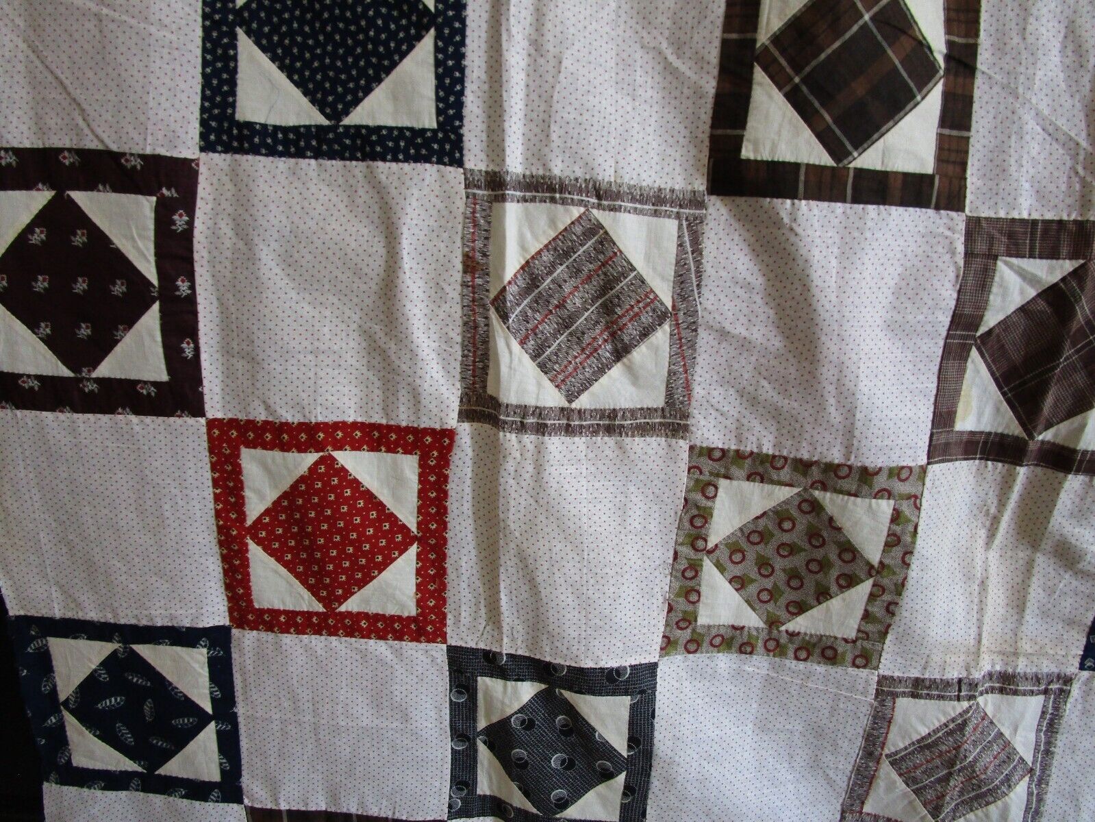 Hand-Pieced Vintage Quilt Top, 60x78 Inches