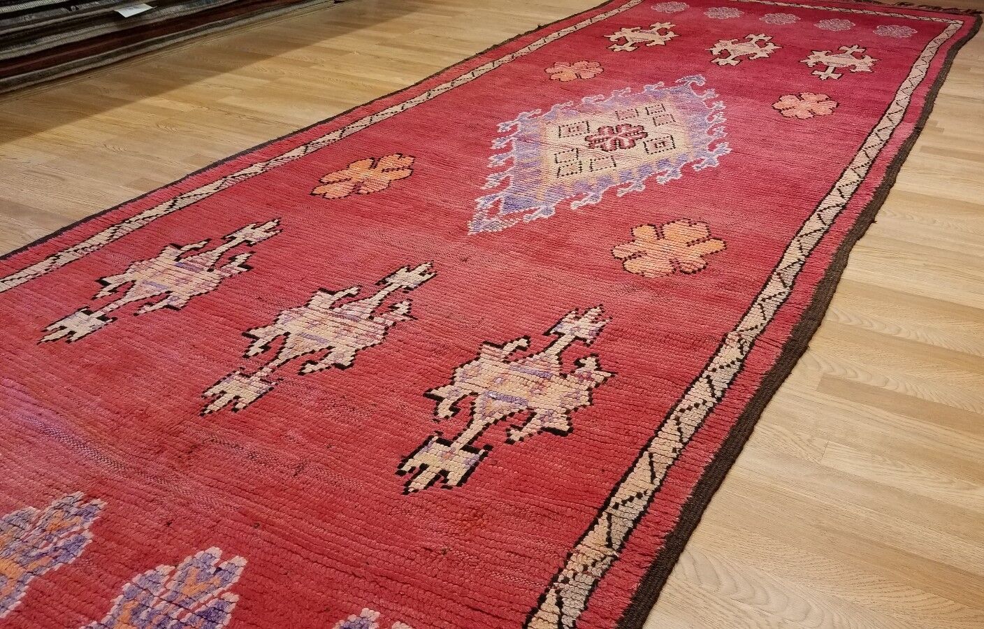 Stunning 1900s Moroccan Berber Red Rug 5.6x16 ft