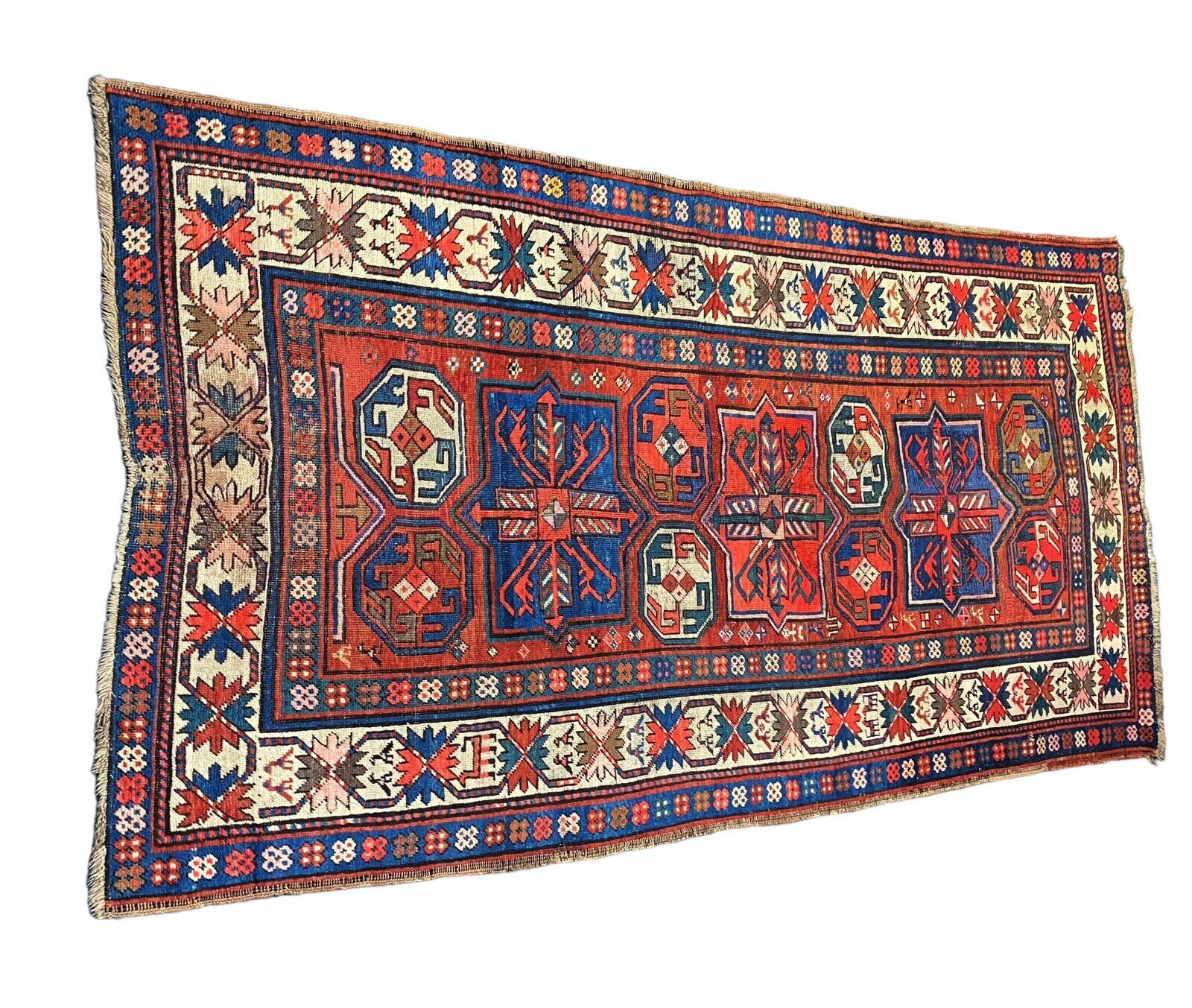 19th Century Hand-Knotted Caucasian Kazak Rug