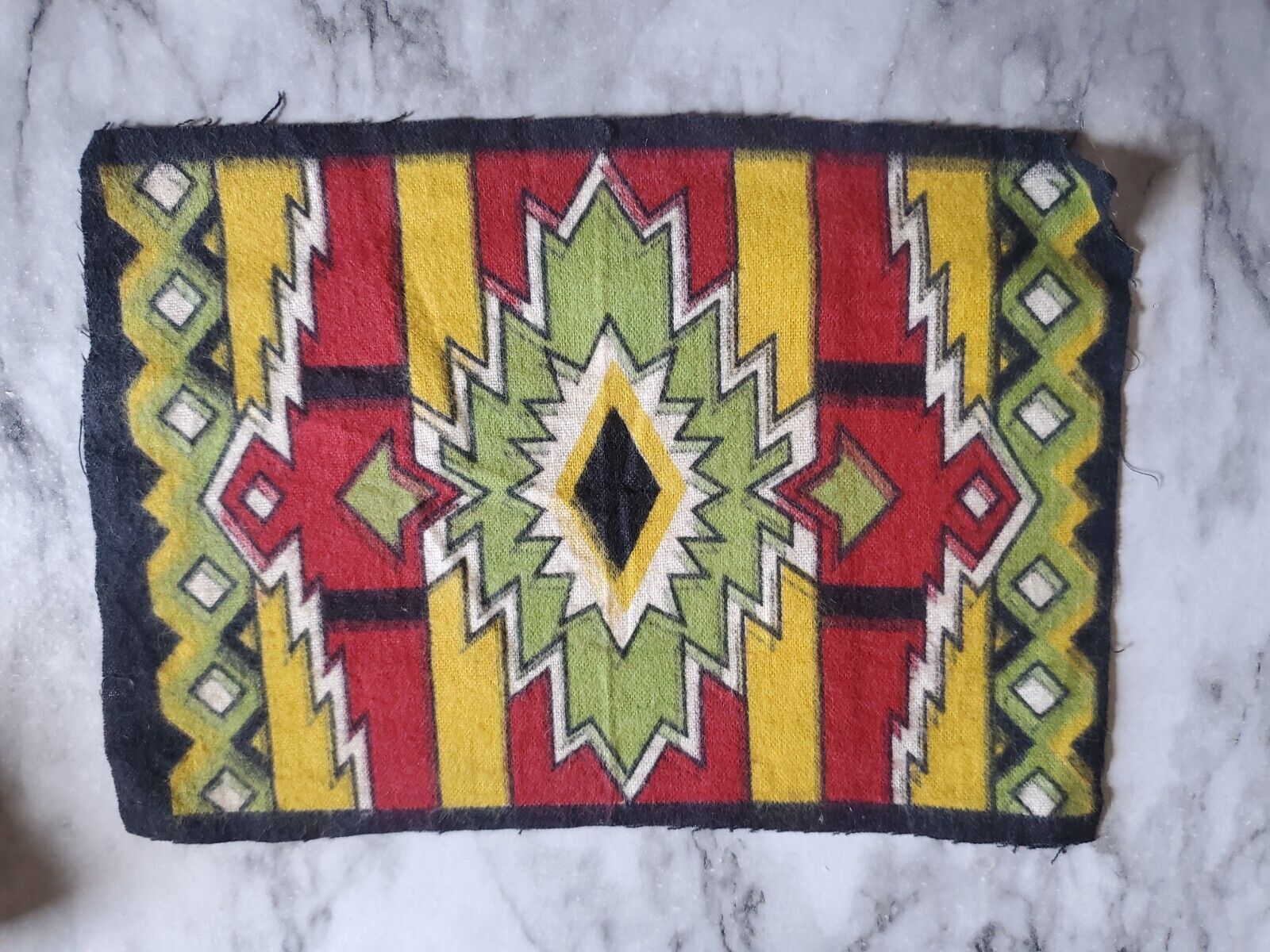 Antique 1900s Tobacco Felt Mini Rug 9"x6