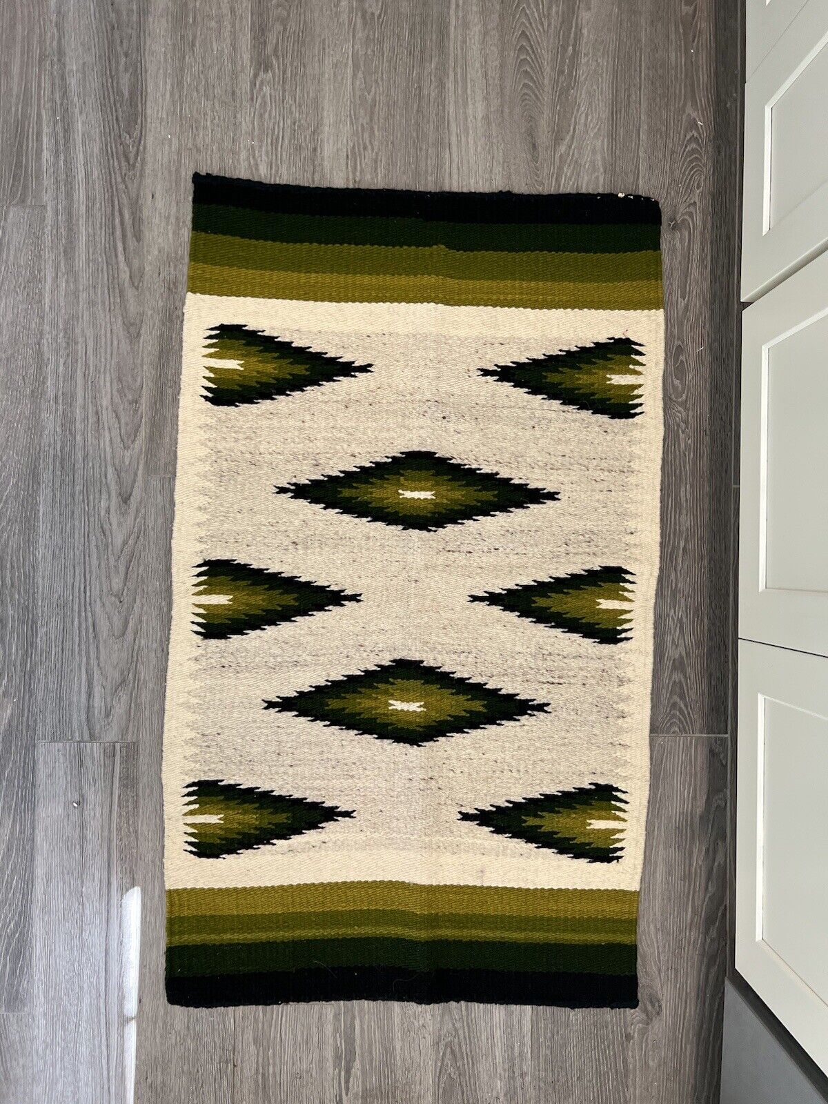Vintage 1900s Handmade Wool Rug, Unique Design