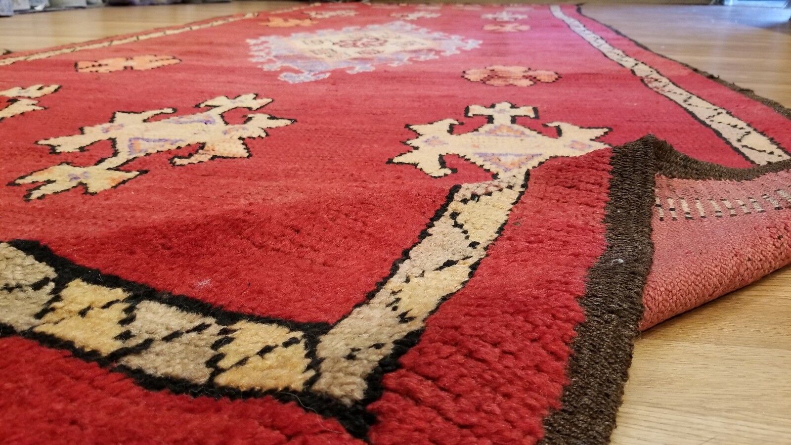 Stunning 1900s Moroccan Berber Red Rug 5.6x16 ft