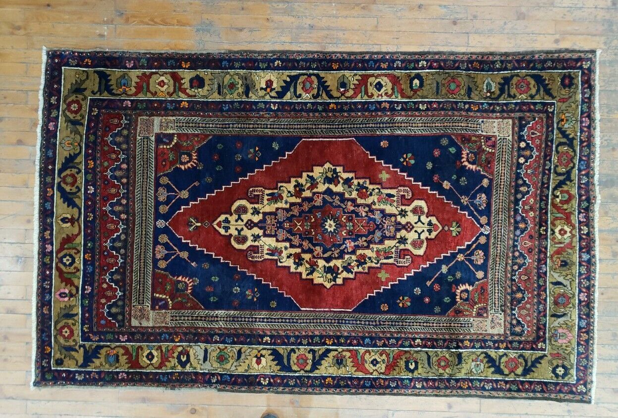 Antique Wool Pile Anatolian Cross Motif Rug