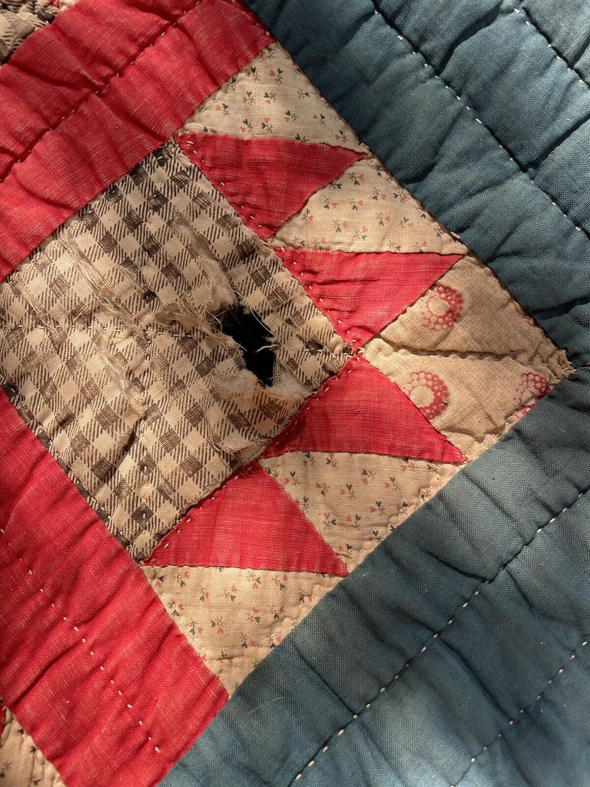 1800s Civil War Bear Paw Quilt Antique