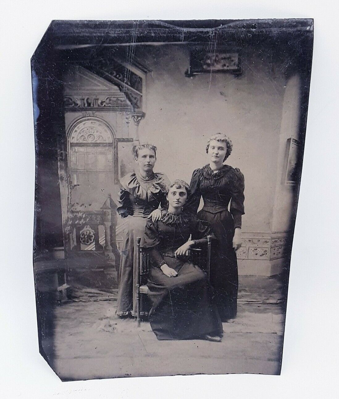 Victorian Tintype Photograph of Three Women