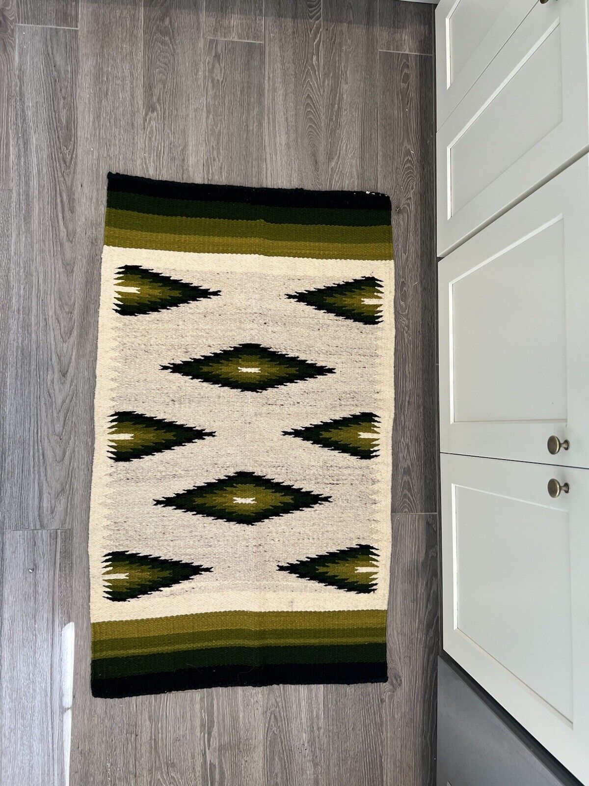 Vintage 1900s Handmade Wool Rug, Unique Design
