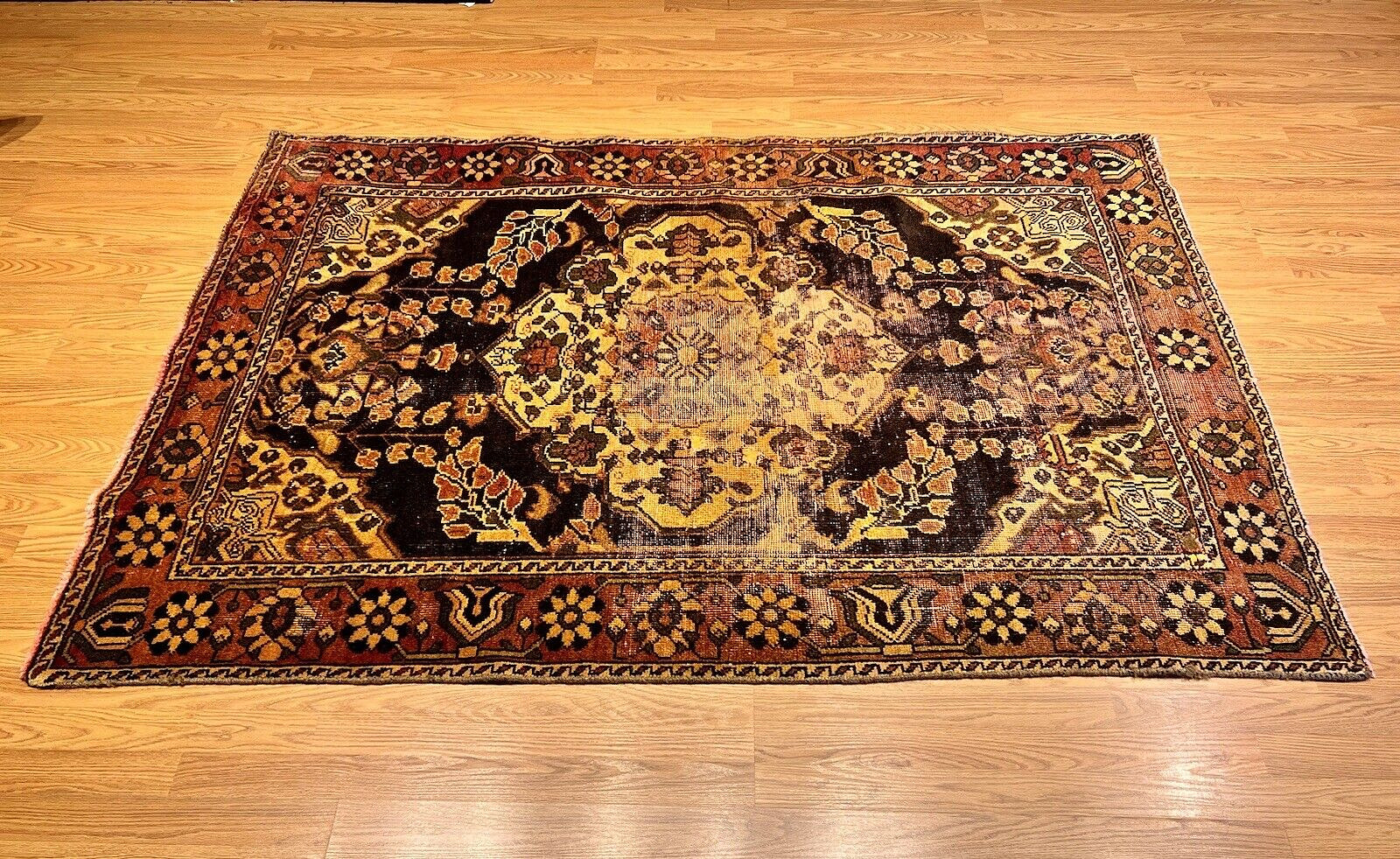 Vintage Overdyed Malayer Wool Rug, 4.5 x 6.7 ft