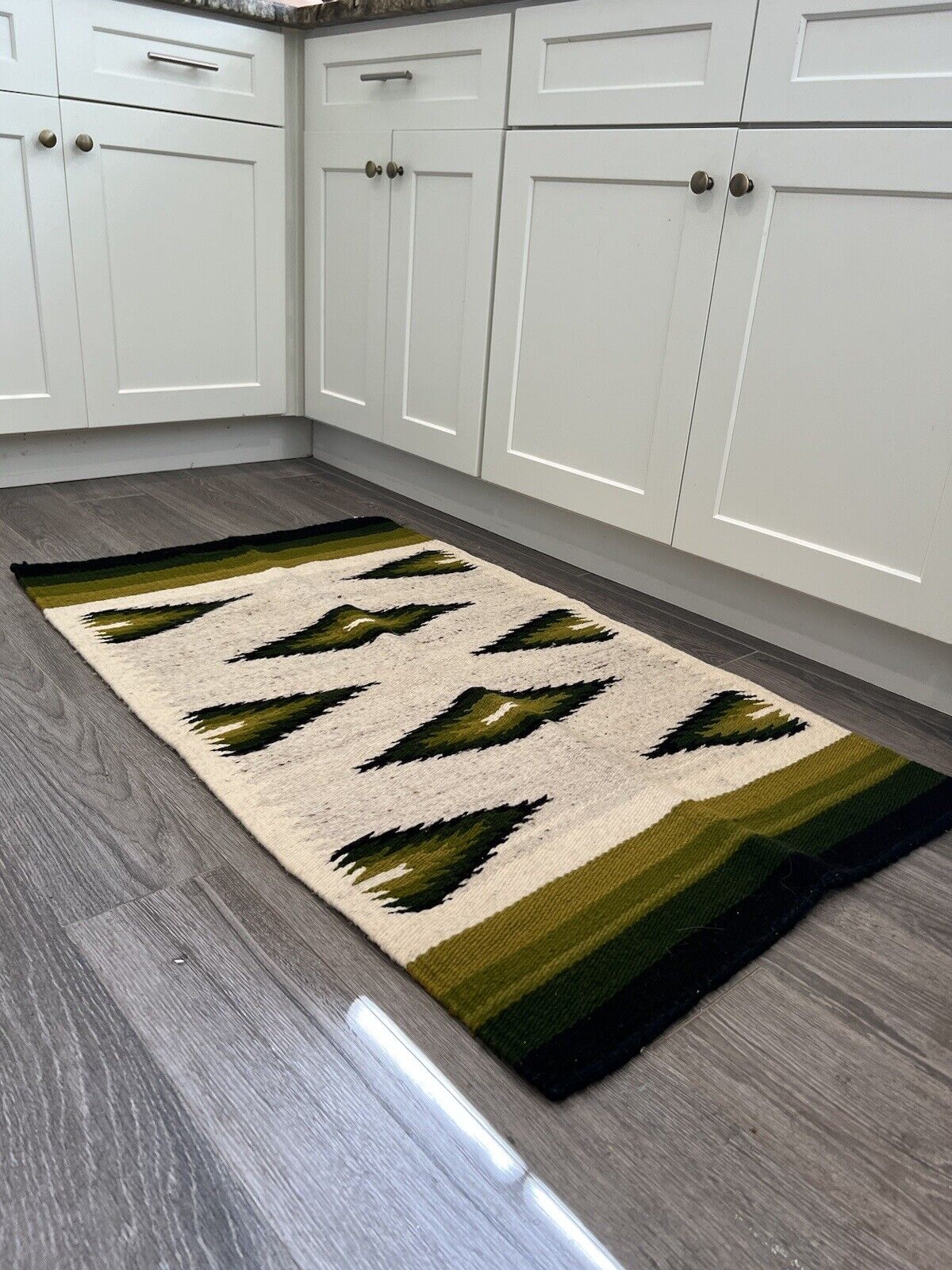 Vintage 1900s Handmade Wool Rug, Unique Design