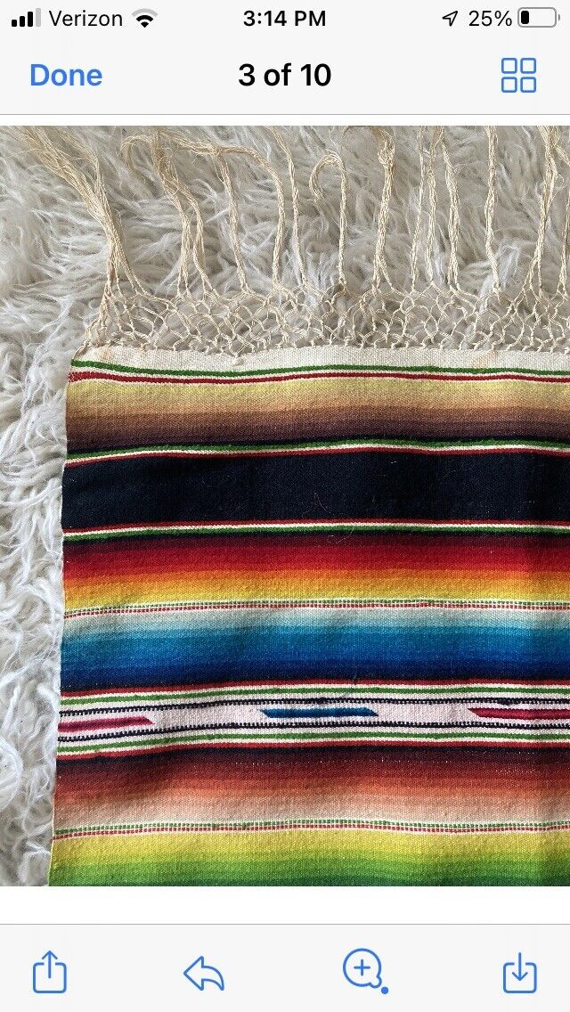 Antique Hand-Woven Mexican Saltillo Serape Blanket