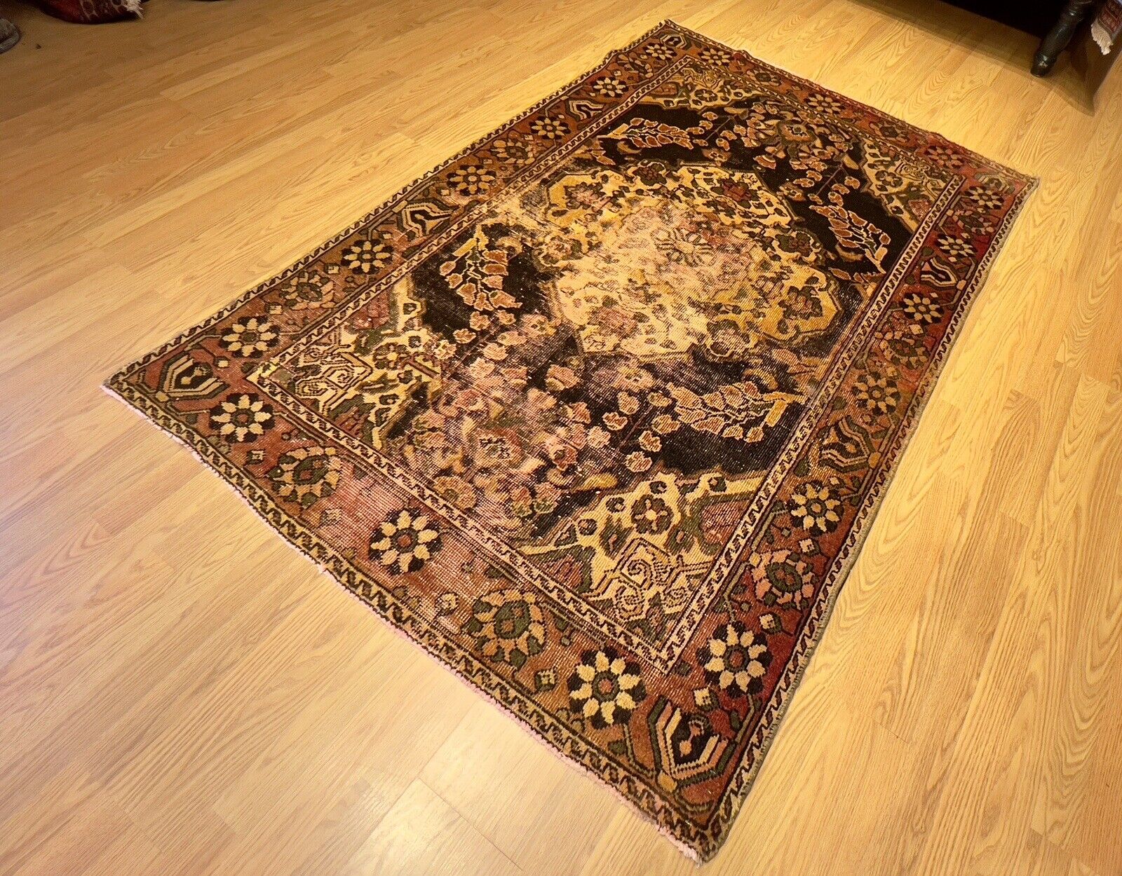 Vintage Overdyed Malayer Wool Rug, 4.5 x 6.7 ft
