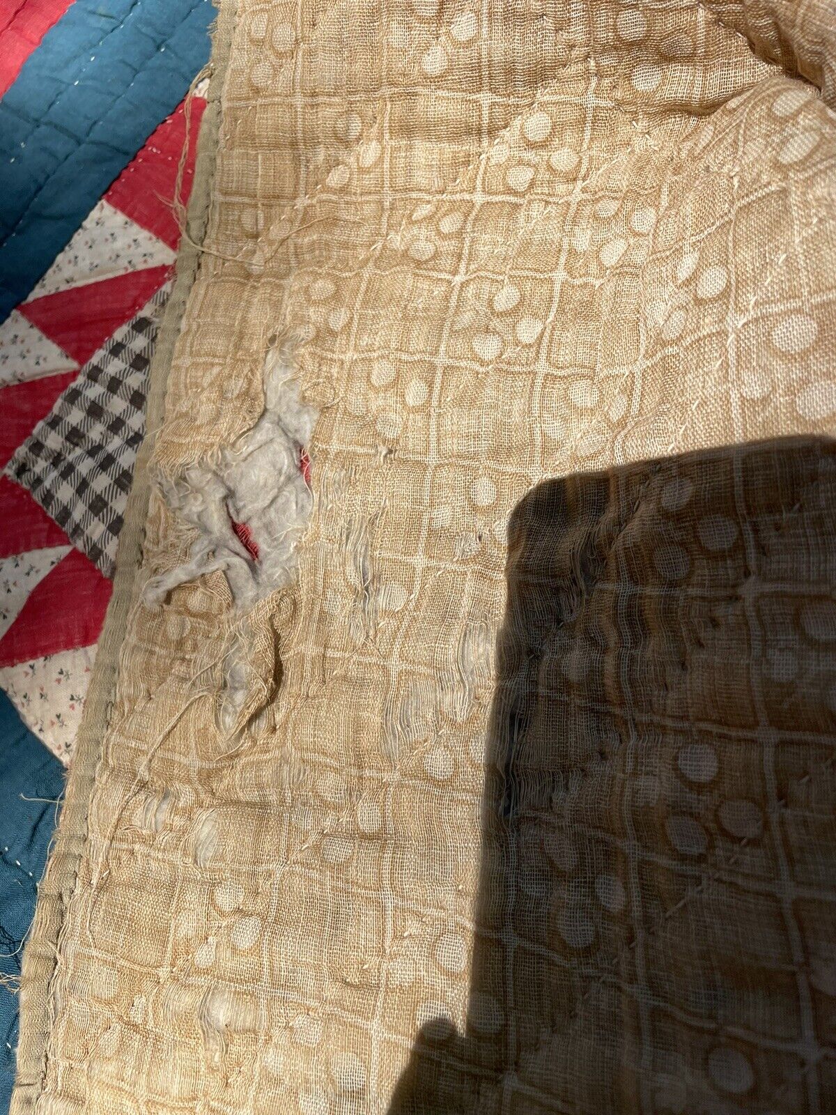 1800s Civil War Bear Paw Quilt Antique
