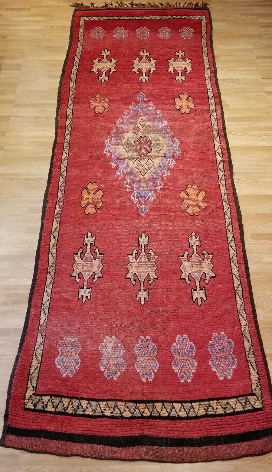 Stunning 1900s Moroccan Berber Red Rug 5.6x16 ft