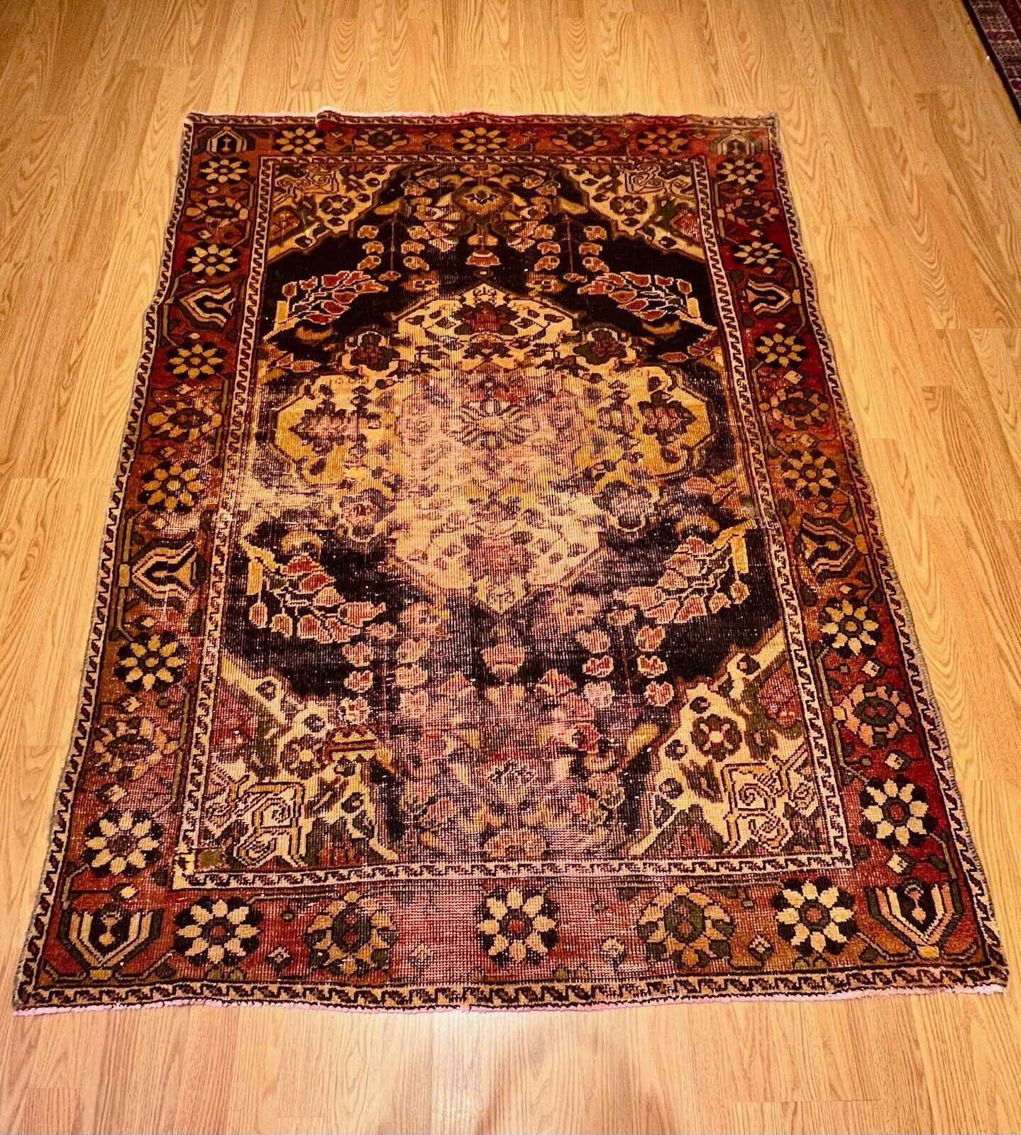 Vintage Overdyed Malayer Wool Rug, 4.5 x 6.7 ft