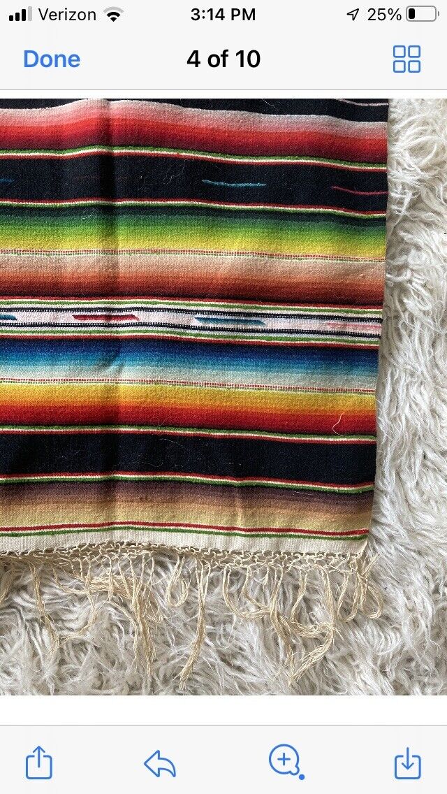 Antique Hand-Woven Mexican Saltillo Serape Blanket
