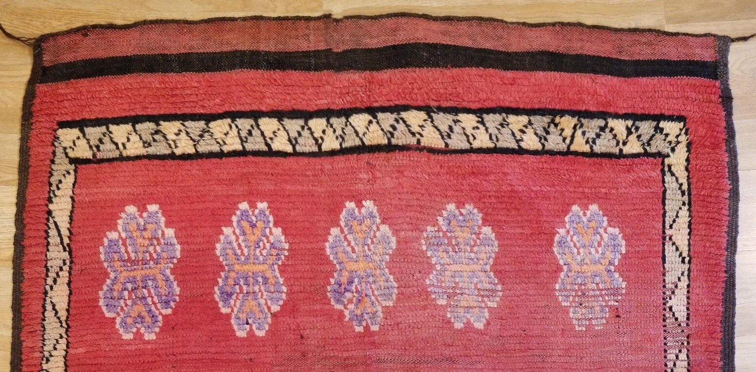 Stunning 1900s Moroccan Berber Red Rug 5.6x16 ft