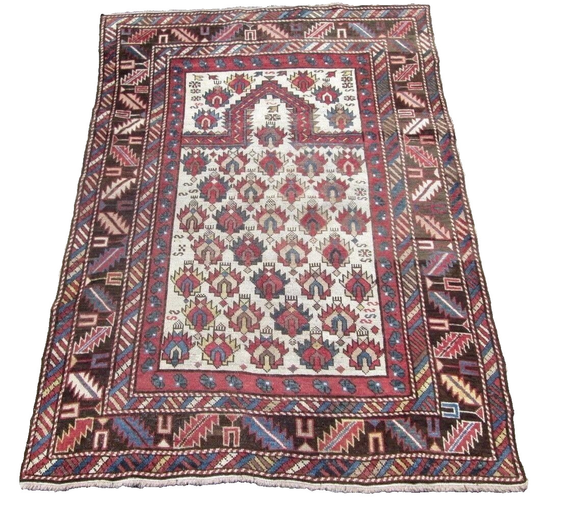 Caucasian Shirvan Prayer Rug, Ivory Field, 1800s