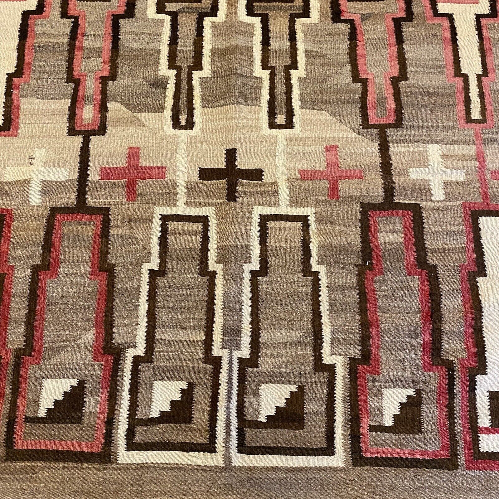 Large 1800s-1900s Navajo Rug with Crosses