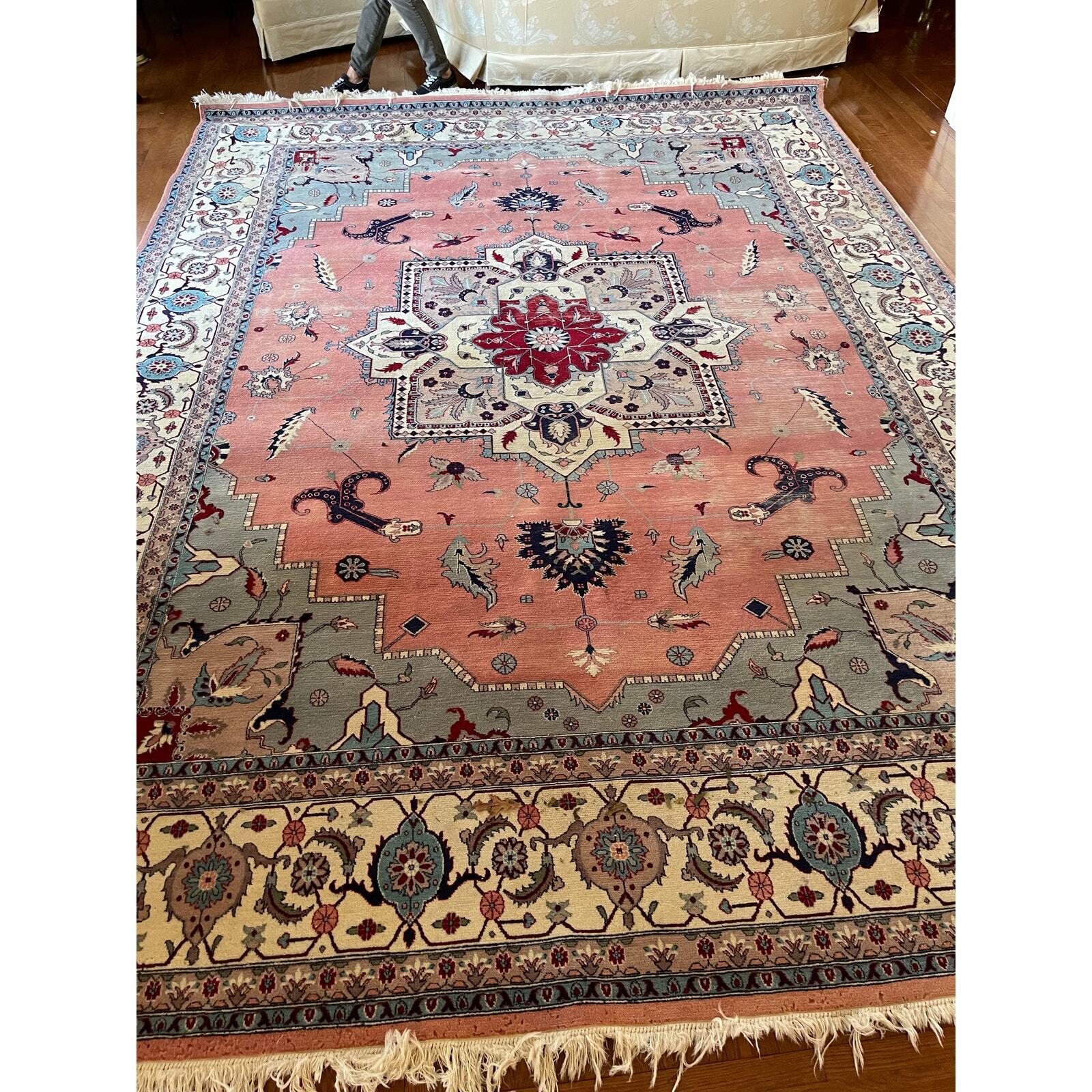 Early 1900s Hand Knotted Wool Rug, 12'9" x 9'1