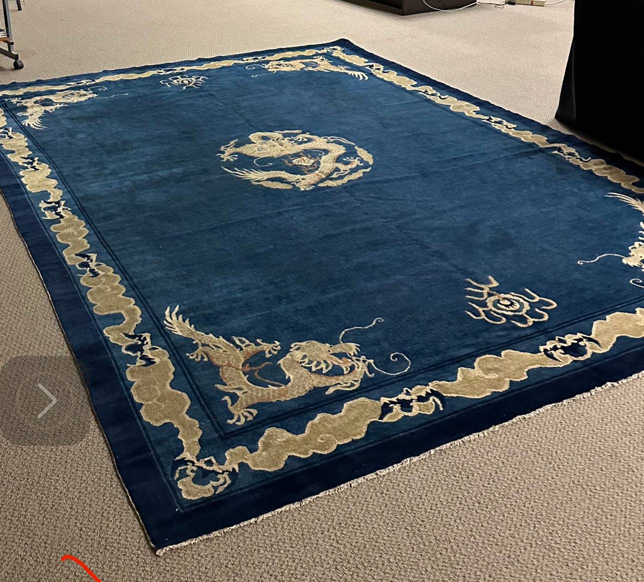 Early 1800s Chinese Imperial Ningxia Dragon Rug