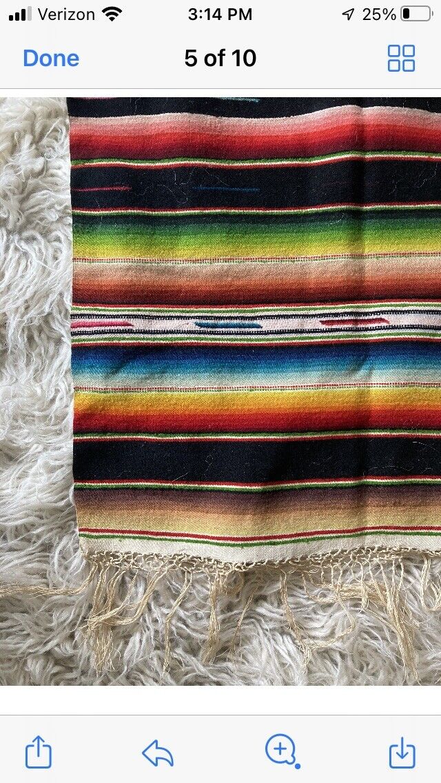 Antique Hand-Woven Mexican Saltillo Serape Blanket