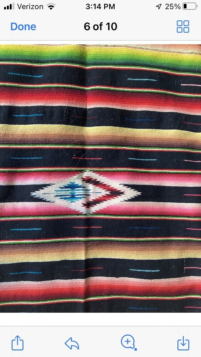 Antique Hand-Woven Mexican Saltillo Serape Blanket