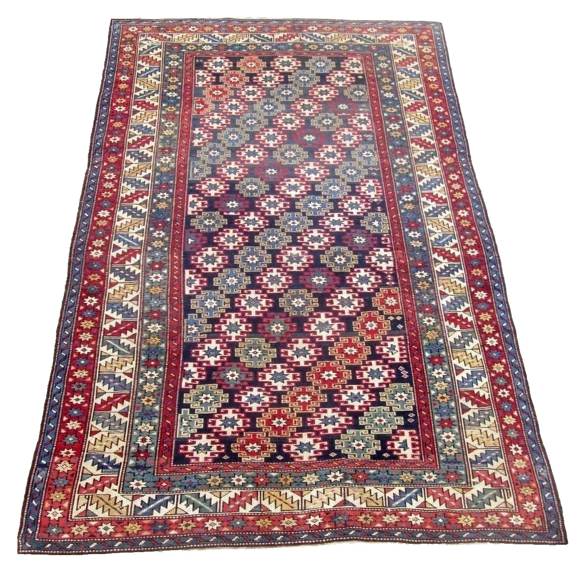 Colorful Antique Caucasian Kuba Rug, 1800s
