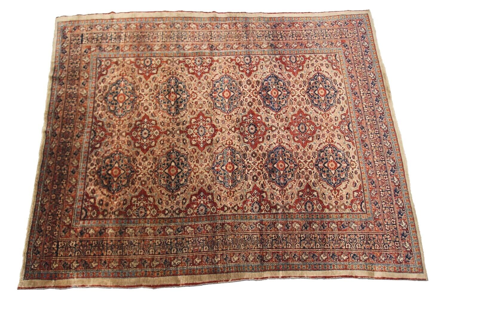 Rare Mid 1800s Silk Tapestry Rug 5x6 ft