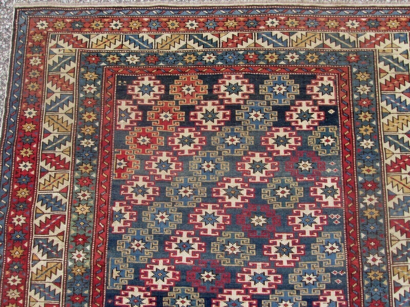 Colorful Antique Caucasian Kuba Rug, 1800s