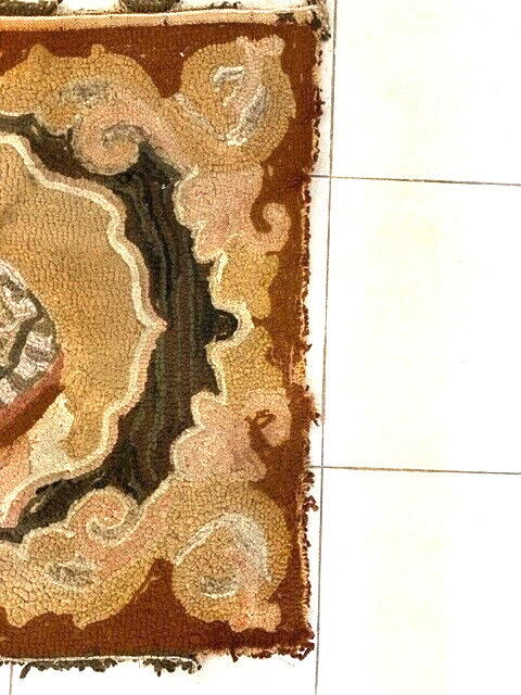 Antique Hooked Cat Rug, Late 19th Century