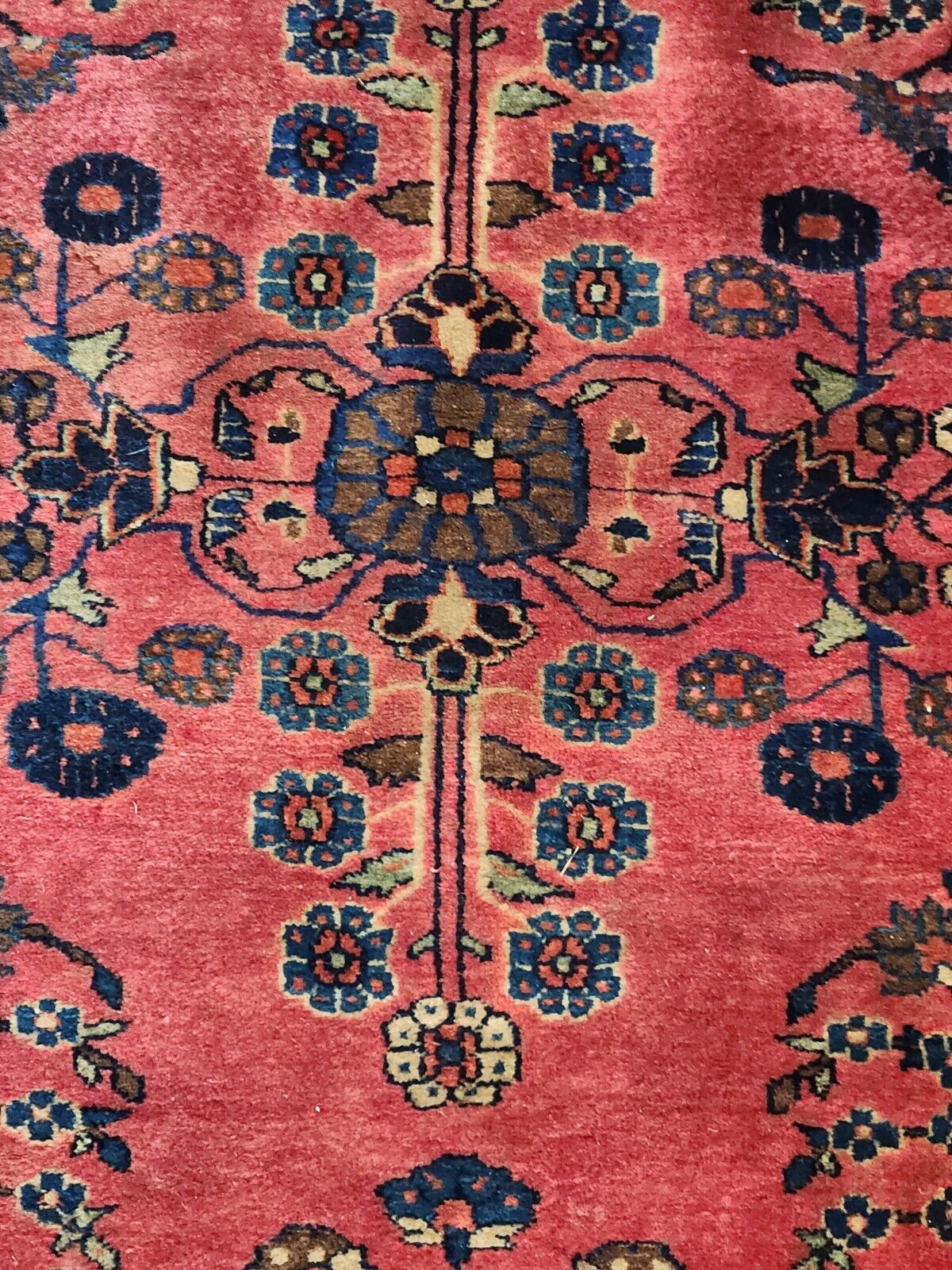 Antique 1900s Sarouk Mohajeran Red Rug 3'6" x 4'6