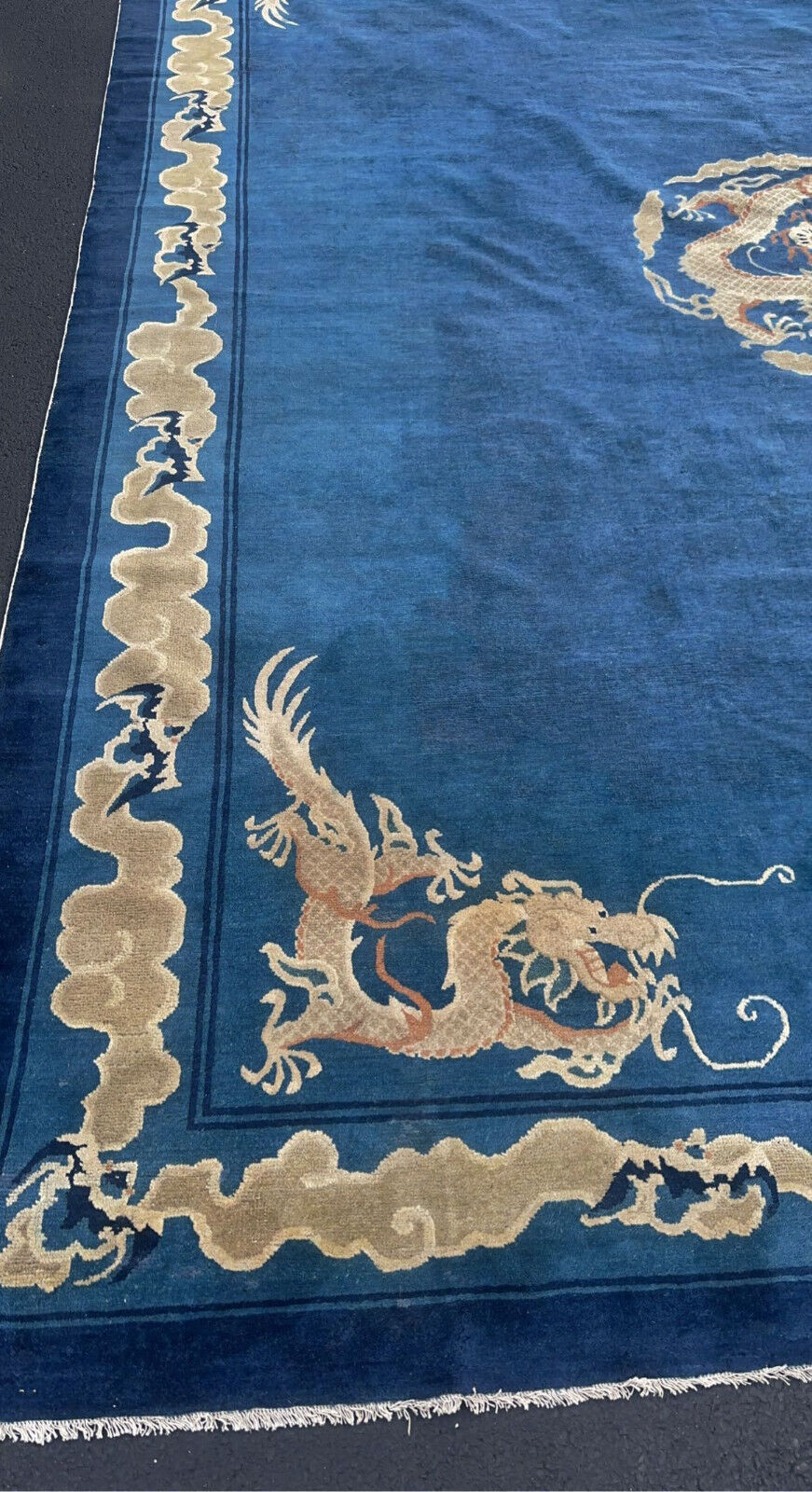 Early 1800s Chinese Imperial Ningxia Dragon Rug