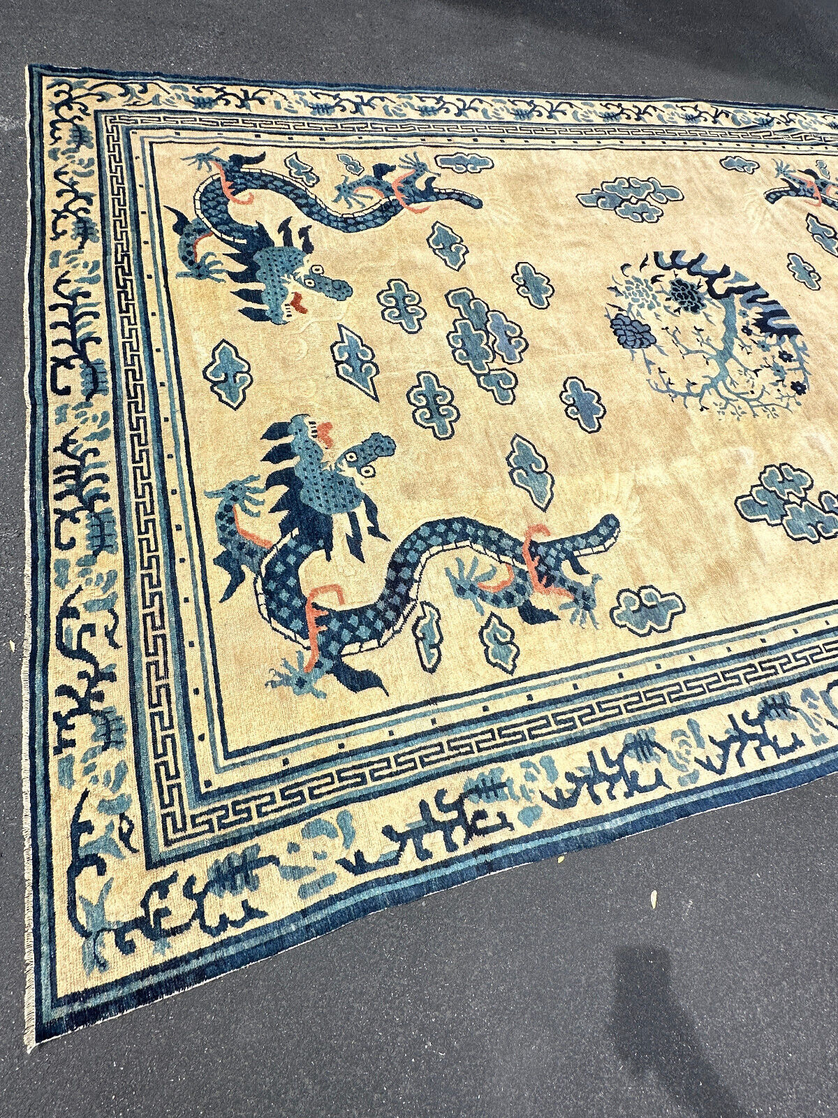 Antique Chinese Ningxia Dragon Rug, Early 1800s