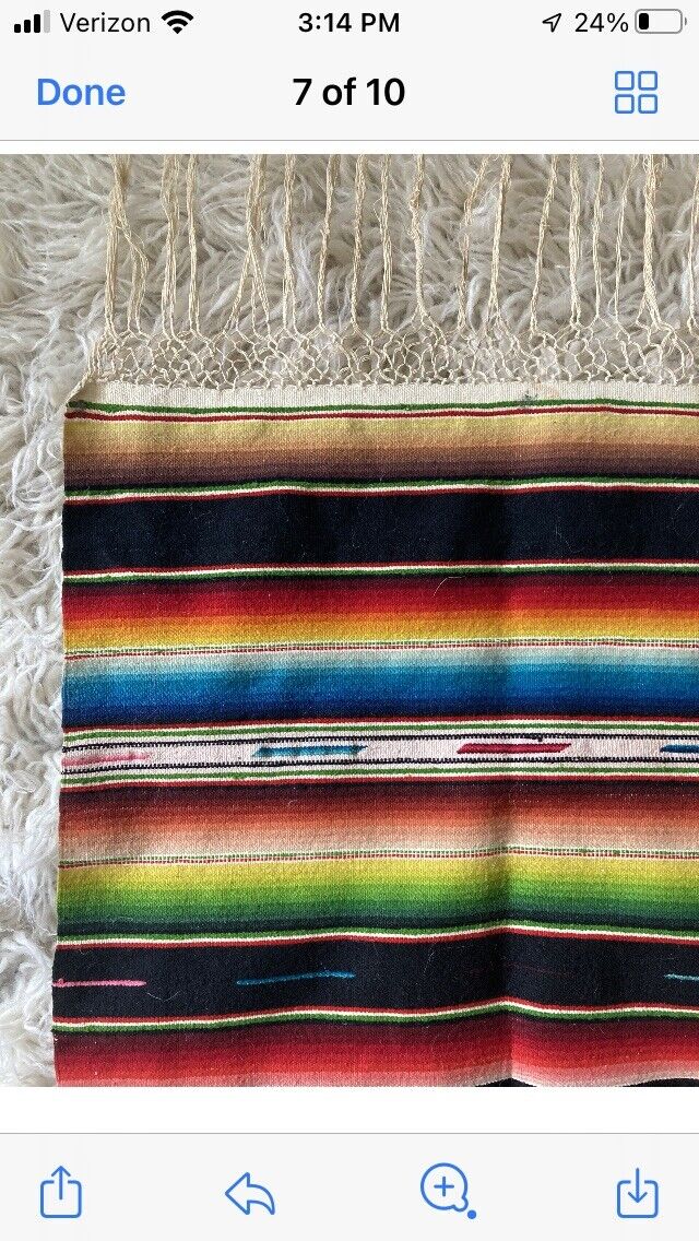 Antique Hand-Woven Mexican Saltillo Serape Blanket