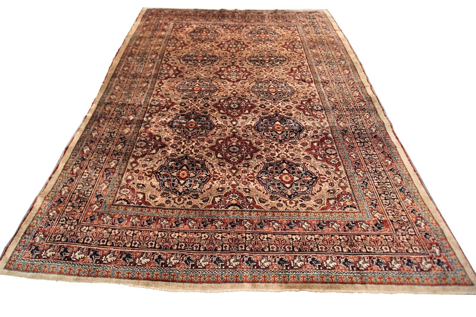 Rare Mid 1800s Silk Tapestry Rug 5x6 ft