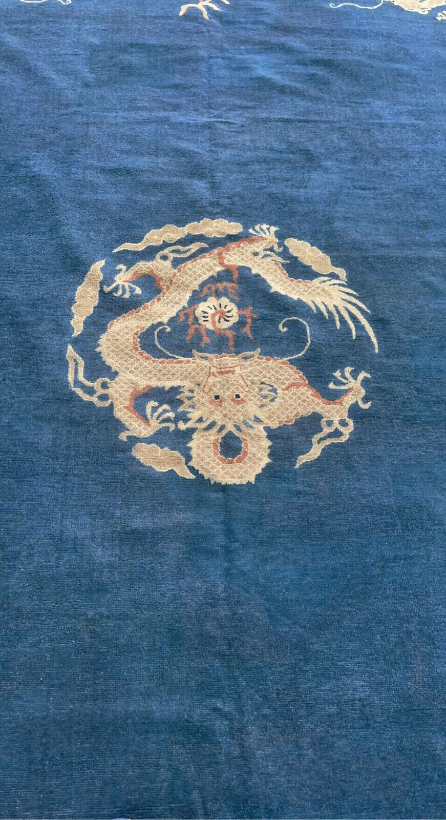 Early 1800s Chinese Imperial Ningxia Dragon Rug