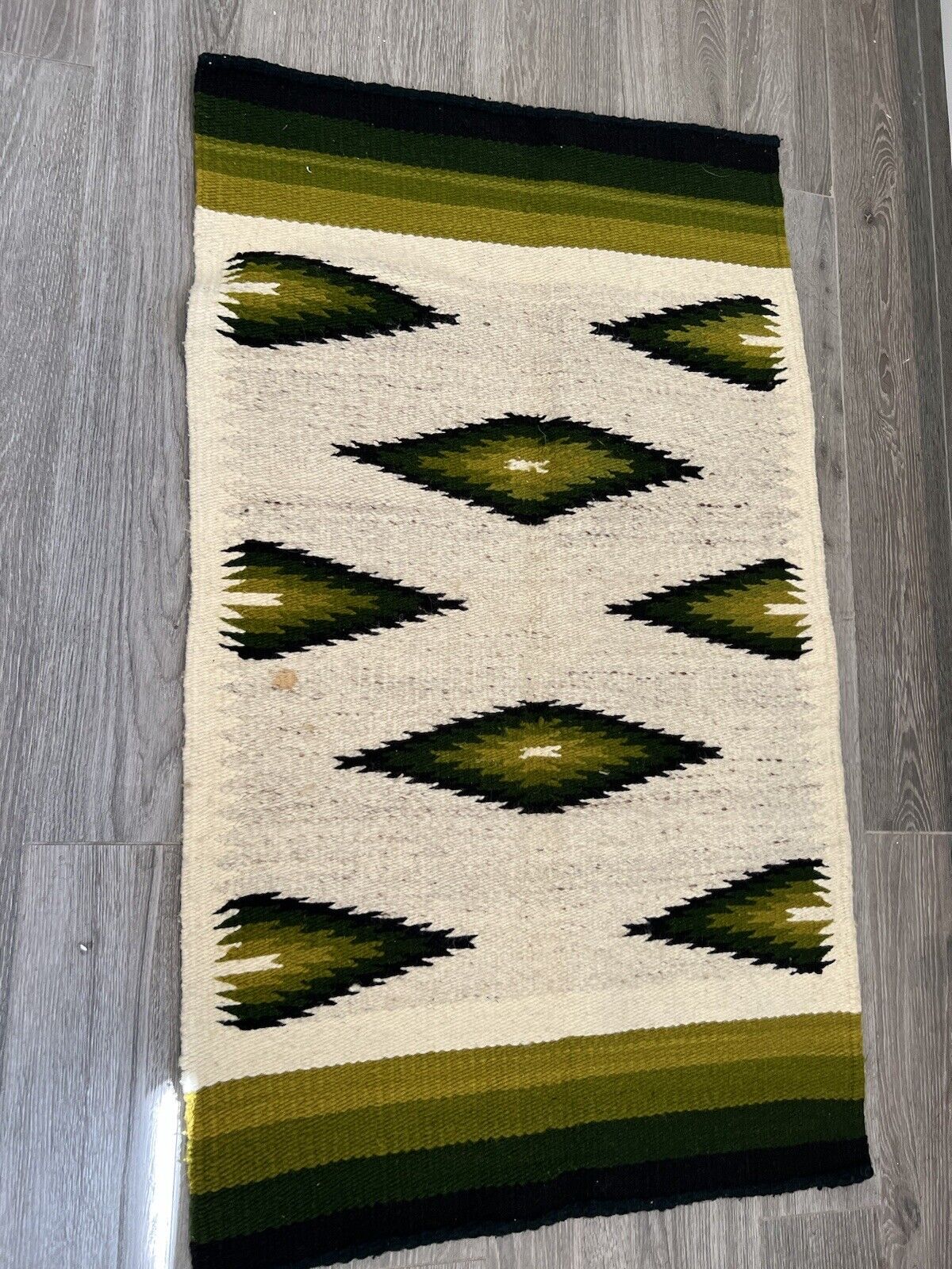 Vintage 1900s Handmade Wool Rug, Unique Design