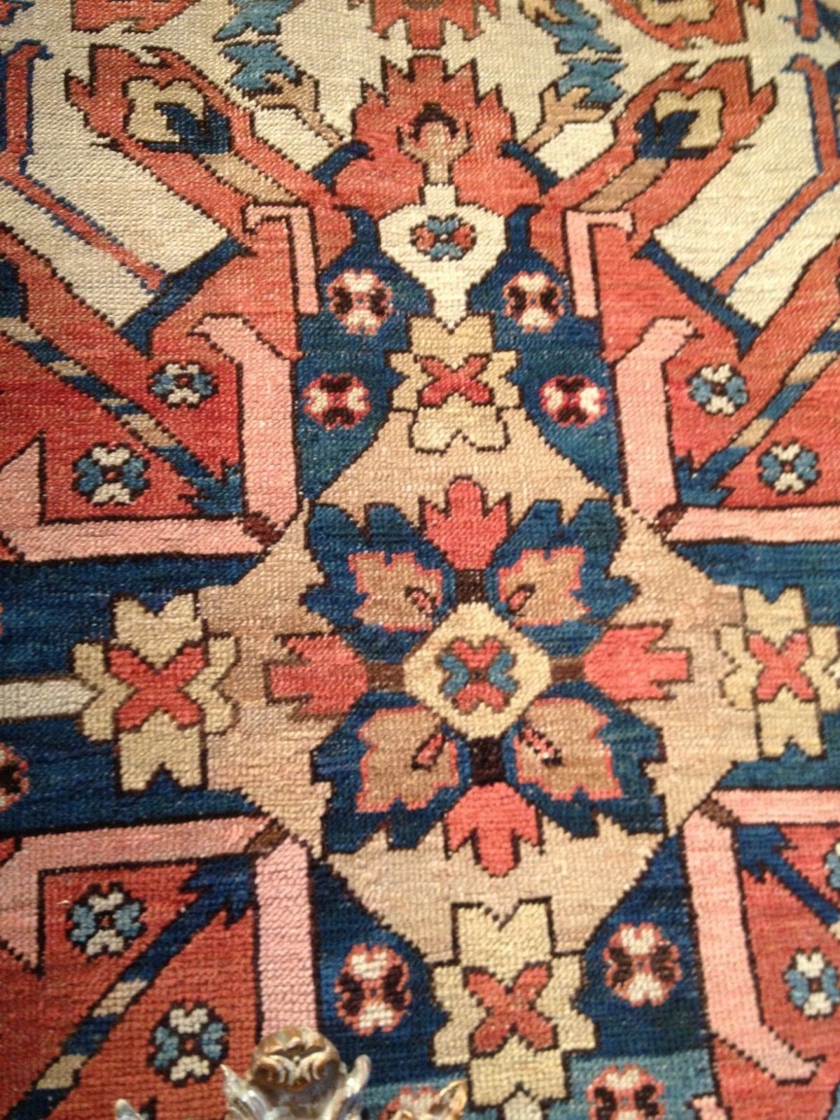 1850s Antique Handmade Heriz Serapi Carpet Rug 15x12