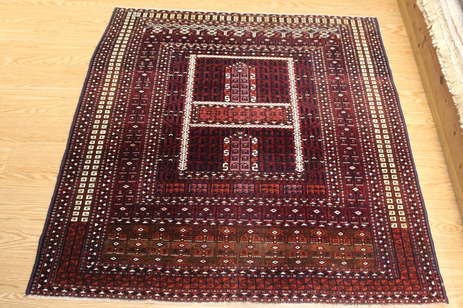 Antique Tekke Turkmen Tribal Rug 5x6 FT