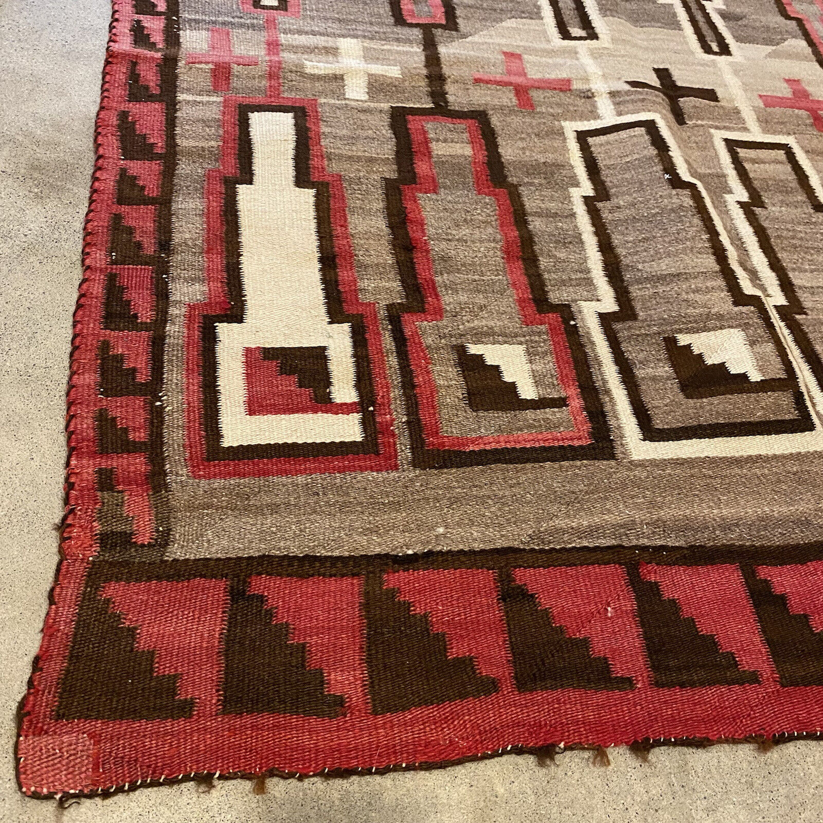 Large 1800s-1900s Navajo Rug with Crosses